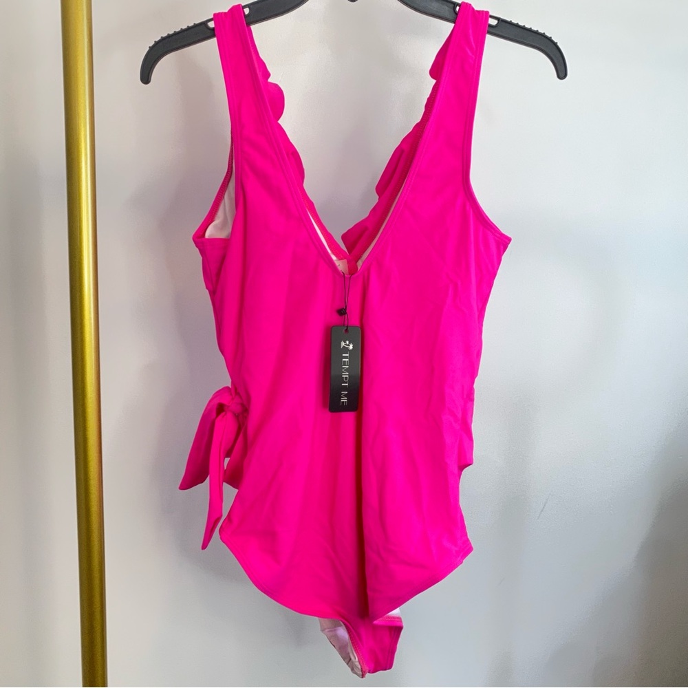 Pink Ruffled One-Piece Swimsuit - Picture 7 of 9